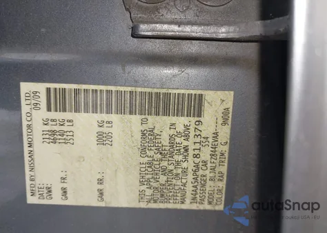 2010 Nissan Maxima 3.5 Sv from USA, damaged, VIN 1N4AA5AP6AC811379
